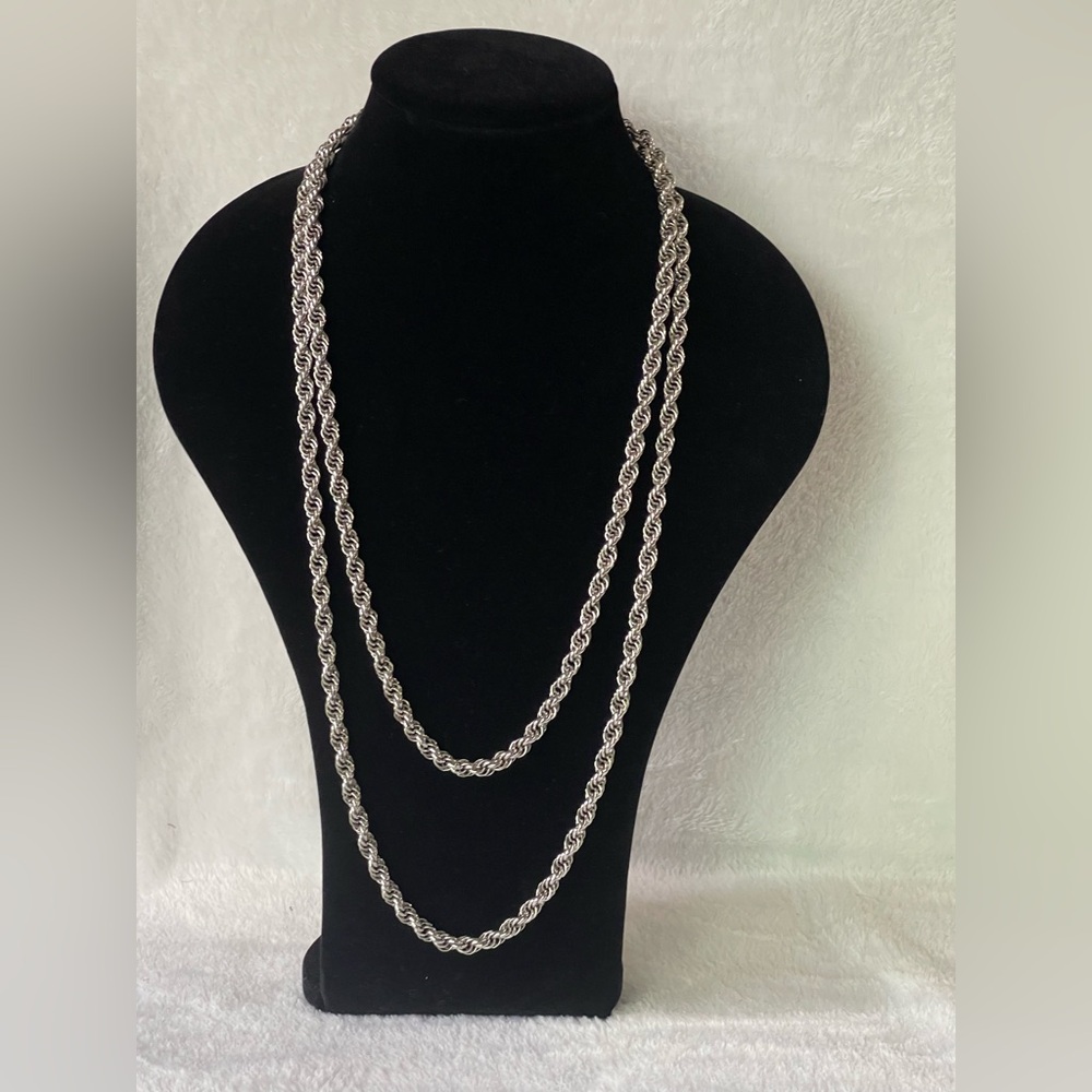 Vintage Monet Silver Chain XXL extra long, beautiful layering multiple chain
